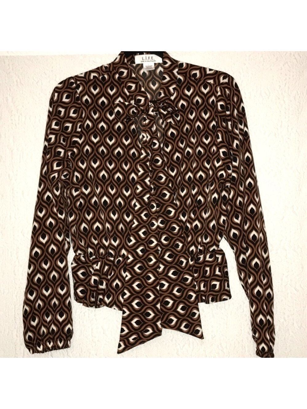 L.I.F.E. Love Is For Eternity Long Sleeve Blouse NWOT